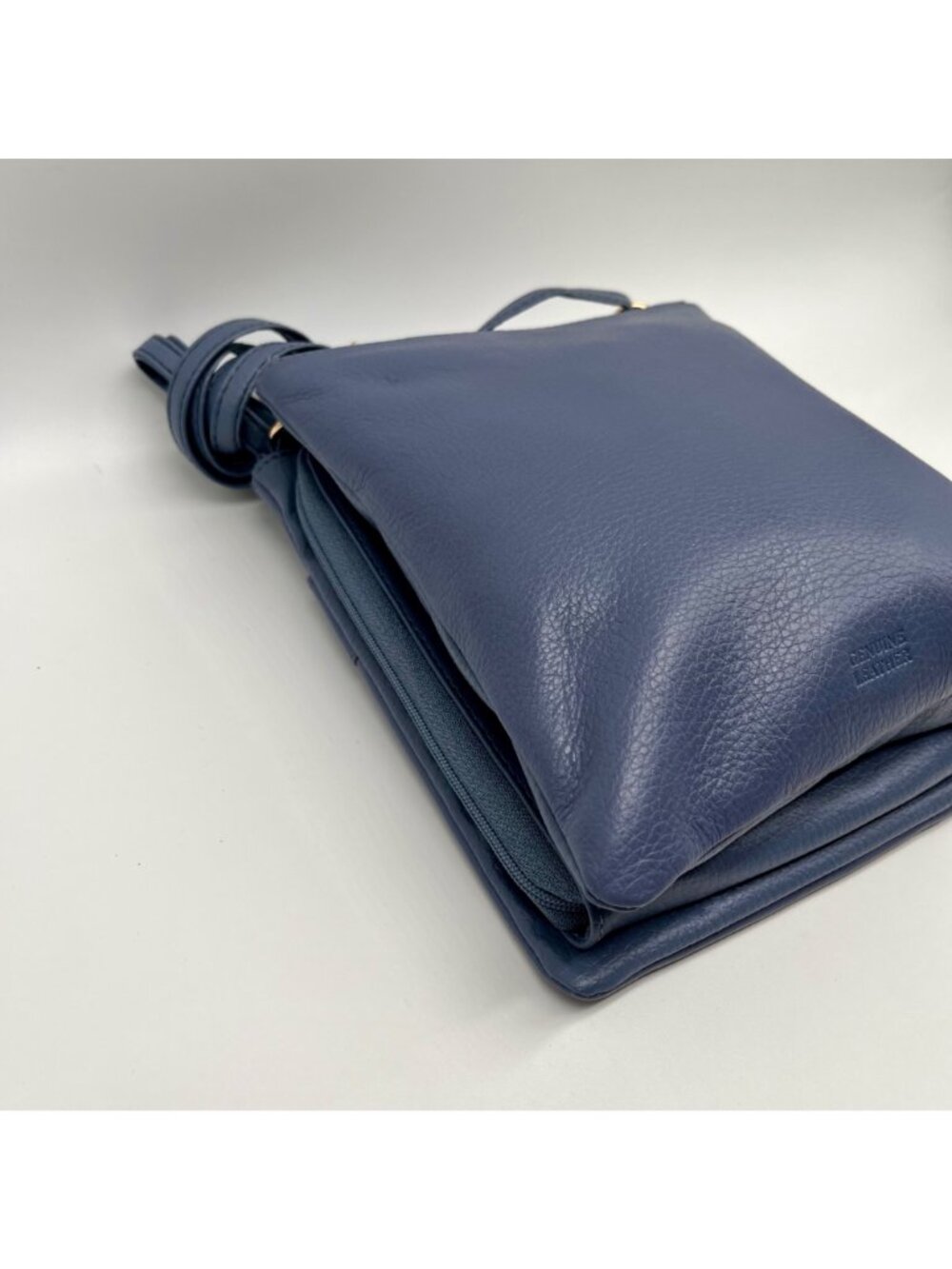 Giani Bernini Blue Pebble Leather Triple Zip Dasher Crossbody Bag - Picture 8 of 10